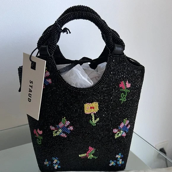 STAUD First Bloom Night Beaded Cote Bag - Picture 2 of 11